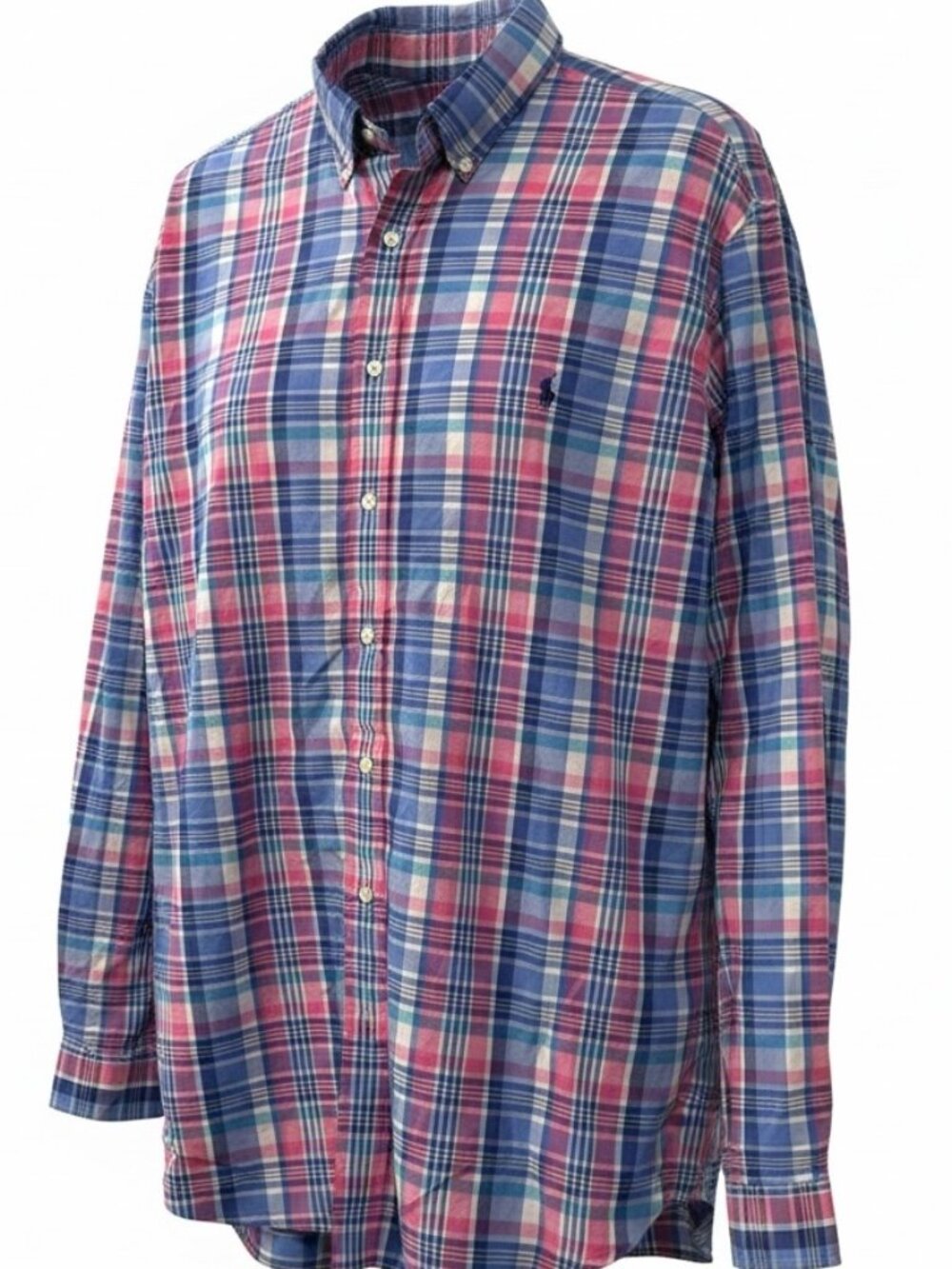 Polo Ralph Lauren Men's Big & Tall Pink & Blue Plaid Button Down LS Shirt - XLT